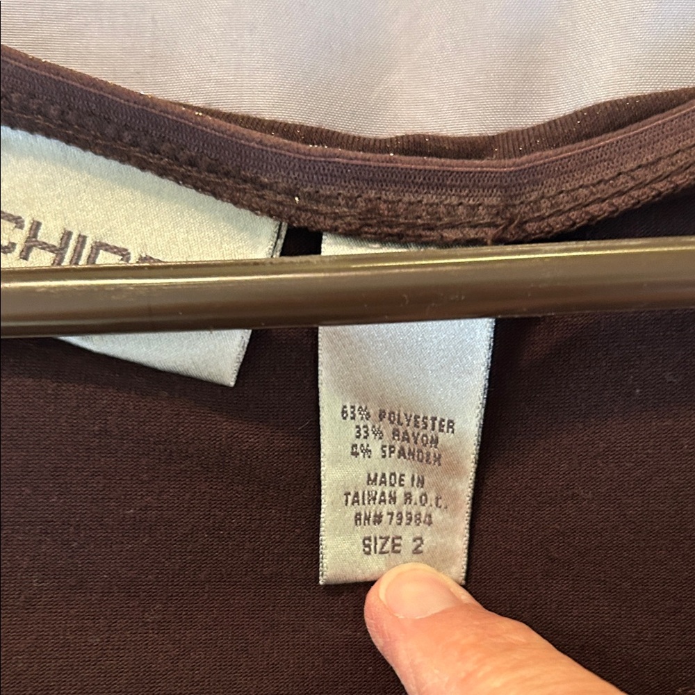 Chico’s Women's Brown 3/4 Long-Sleeve Scoop Neck Top size 2 - Picture 7 of 8